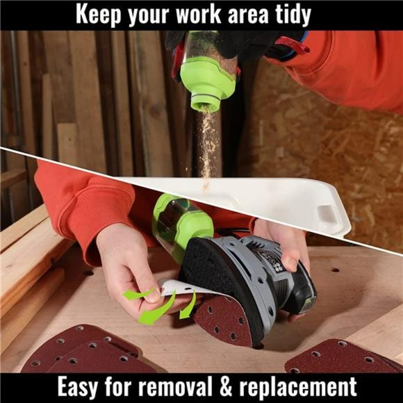 WORKPRO Detail Sander, 13,000 OPM Compact Electric Sander with 15PCS Sanderpaper - Picture 4 of 6
